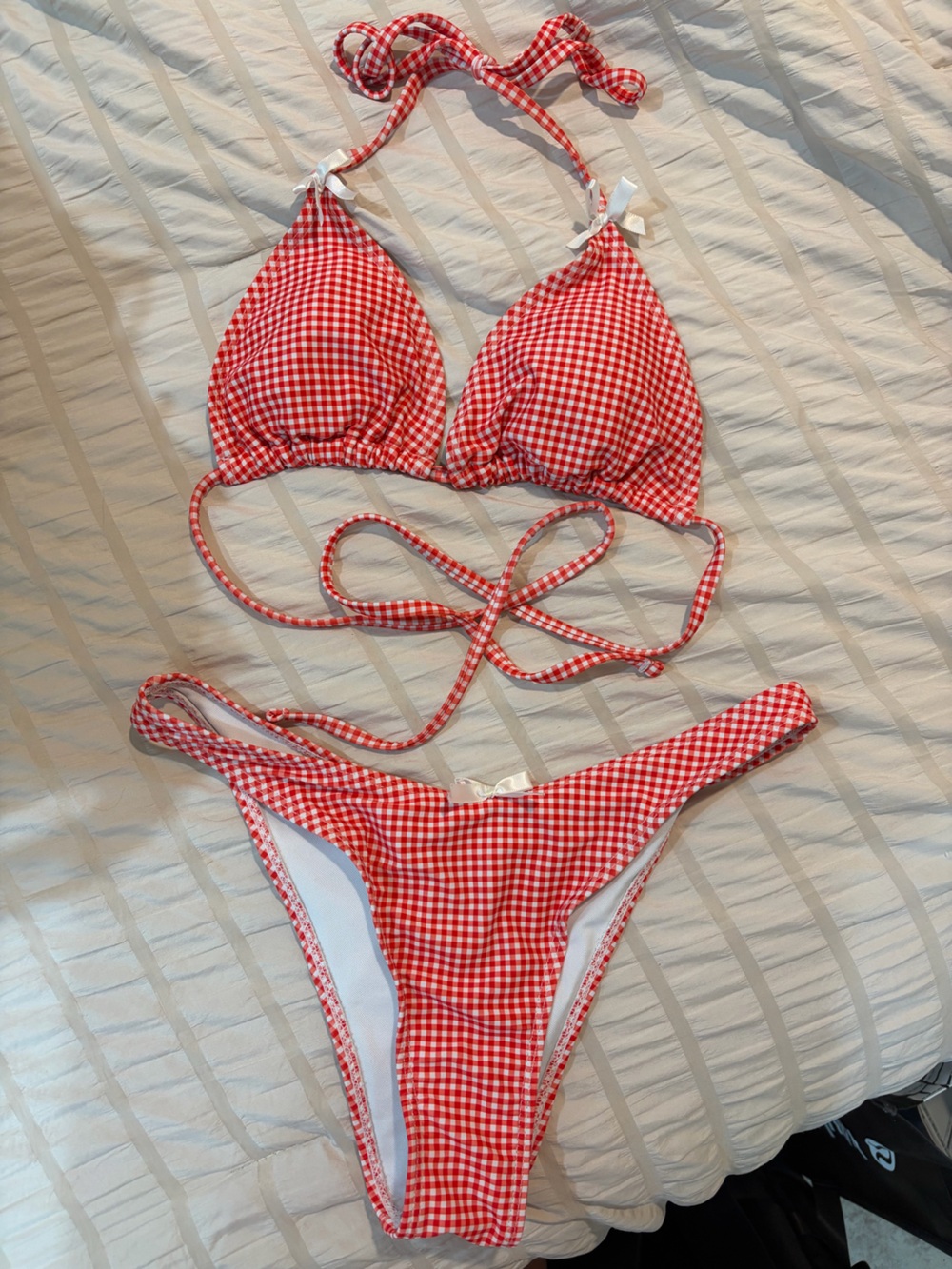 Red Gingham Girls' Bikini Swim Set